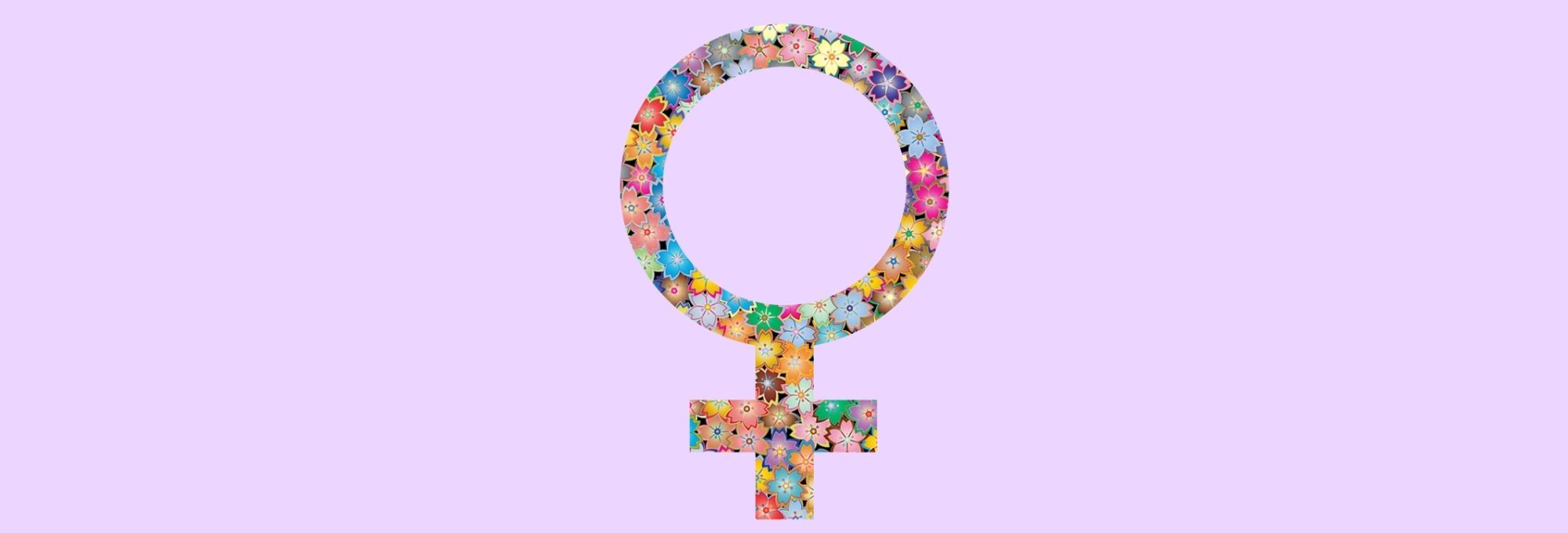 Ds Bild zeigt das Frauenzeichen, das mit Blümchen gefüllt ist.